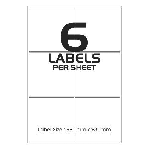 (10) 6 Per Sheet  Per Page White Blank Matt Self-Adhesive A4 Address Shipping Labels Stickers