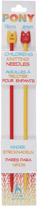 Pony Childrens Coloured Knitting Pins: Plastic: Single Ended: 18cm x 4.00mm, Multi, 4.1 x 4 x 25 cm