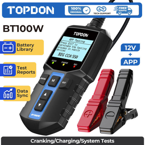 TOPDON BT100W 12V Car Battery Tester Bluetooth Wireless Charging
