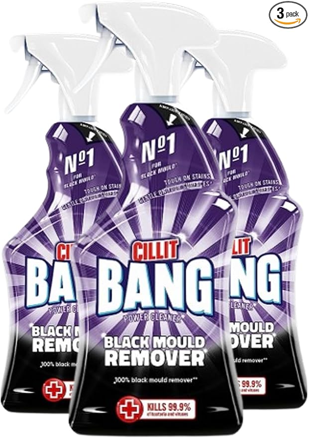 Cillit Bang Black Mould Remover Spray, Removes Mould, Mildew & Dirt, Size: 750ml (Pack of 3) Packaging may vary