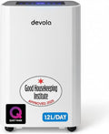 Devola 12L Dehumidifier & HEPA H13 Air Purifier- Quiet & Energy Efficient (costs less than 5p per hour) Dehumidifiers for Home, Laundry Drying Mode, Continuous drainage (DVH12L)