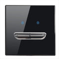 Wall Light Switch 2 Gang Tempered Glass Panel Blue LED Night Light
