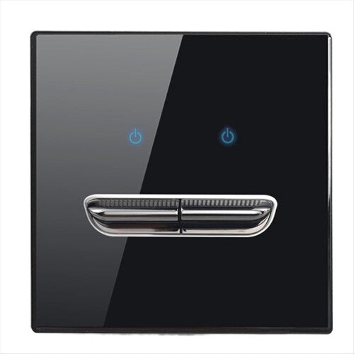 Wall Light Switch 2 Gang Tempered Glass Panel Blue LED Night Light