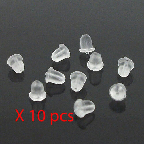 X10 earrings plastic rubber plug stud stoppers findings post back backing Jewellery