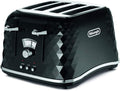 De'Longhi Brilliante 4-slot toaster, reheat, defrost and 6 browning settings, removable crumb tray, CTJ4003BK, Black