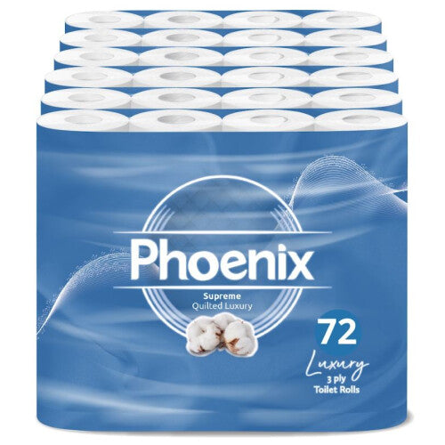 Phoenix Soft Quilted 3 Ply 72 Toilet Rolls Unscented