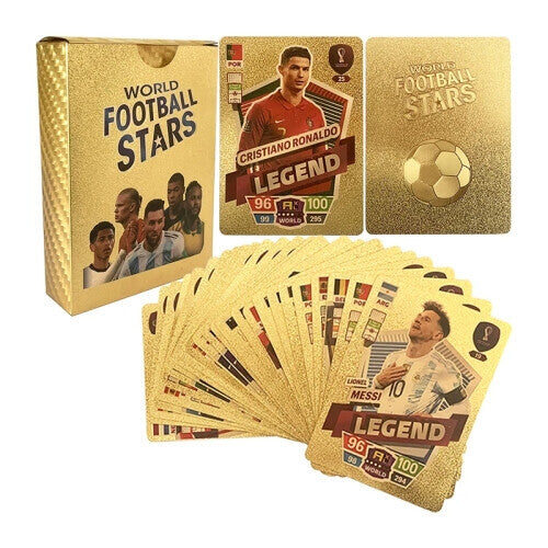 (55pcs Gold Football Cards) World Cup Football Card Basketball Super Stars Cards 55PCS Collection League Cards Toy Kids Gift