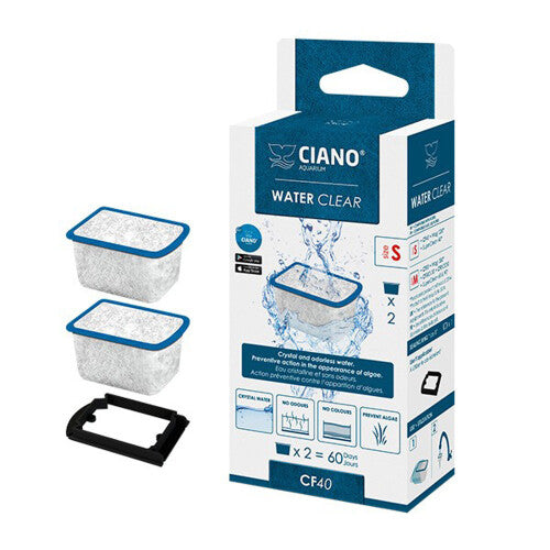 Ciano Water Clear Filter Cartridge S (Small) x2 for CF20/CF40 - Removes Harmful Substances, Keeps Water Crystal Clear | COM560018