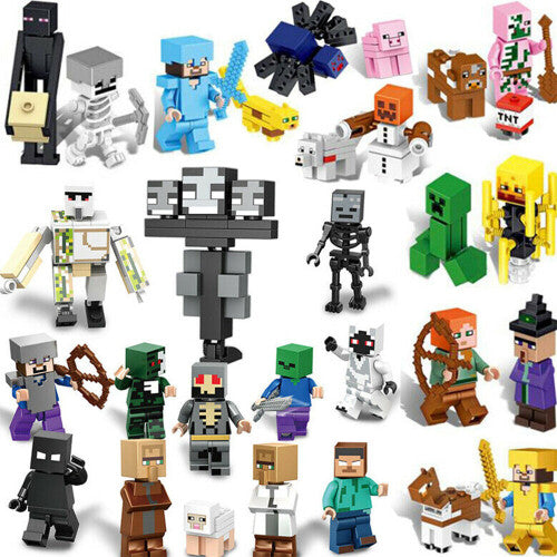 29 Pcs Minecraft Building Blocks Toys Game Character Mini-Figures Kits Collection Display Toy Gift for Kid Boy Girl