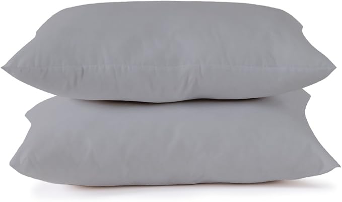 Silver Grey Pair of Pillowcases 100% Egyptian Cotton 200 Thread Counts, Pillow Cases 2 Pack 50 X 75 CM