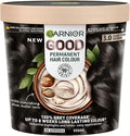 Garnier GOOD Permanent Hair Dye, 3.0 Dark Chocolate Brown. Provides 100% grey coverage and 8-week colour. No ammonia, vegan shea butter formula for rich, deep tones on all hair types.