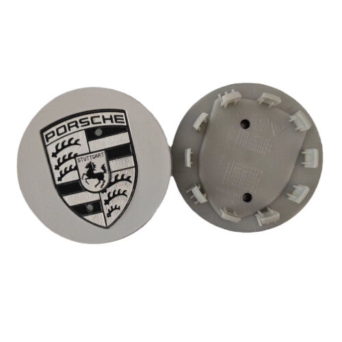 4x Porsche Wheel Centre Caps | Silver Black 76mm