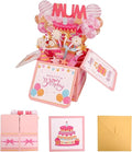 Cute Happy Birthday Mum Card Pop Up, 3d Funny Special Personalised Gifts Cards for Mom/Mother/Mam from Son or Daughter (mum birthday cards)