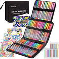 Efimeso 100 Pack Gel Pens Set 50 Glitter Gel Pens with 50 Refills in Zipper Case for Adult Colouring Books and Kids Writing Drawing with Glitter
