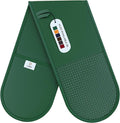 Green Oven Gloves Double by Laffair® - Green Kitchen Accessories - Non-Slip Silicone Grip Double Oven Glove Heat Resistant