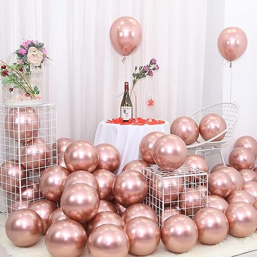 Rosegold Latex Balloons, 100pcs 5inch Metallic Rose Balloons for Birthday, Wedding, Fiesta Party Decoration