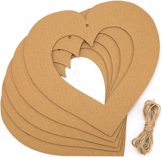 Baker Ross AR124 Heart Craft Wreaths For Boys And Girls' Arts, Crafts And Decorating For Kids (Pack of 10), Brown, 22cm