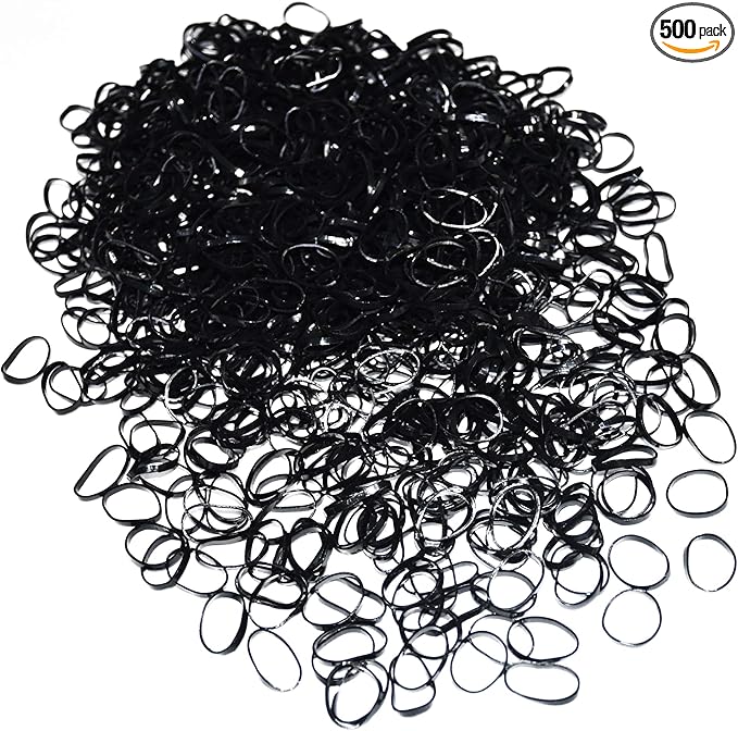 Mini Hair Rubber Bands, 500pcs Black Elastic Hair Bands, Soft Hair Elastics Ties Bands for Kids Hair, Braids Hair, Wedding Hairstyle and More