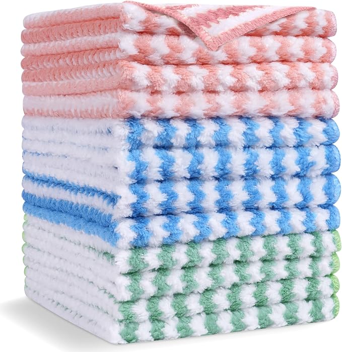 Vicloon Microfiber Cleaning Cloths, 12Pcs Super Absorbent Microfibre Cleaning Cloth，Reusable Microfiber Dish Cloths，Multipurpose Cleaning Towels for House,Kitchen, Size 30 x 30 cm