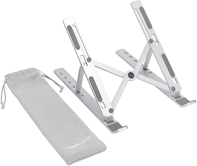 Amazon Basics Laptop Stand with 6-Angle Adjustment, For Laptops 10 (25.4 cm) - 15.6 Inches (39.6 cm), Silver
