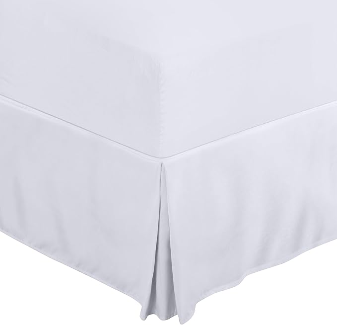 Utopia Bedding - Valance Sheet Double - OEKO-TEX Certified - Soft Brushed Polyester - Microfiber - Pleated - Fits Under the Mattress - Base Bed Skirt with a Drop of 40 cm (White)