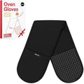 Double Oven Gloves, 260°C/500°F Heat Resistant Oven Mitt Set, Silicone Non-slip Design Oven Gloves, 84 x18cm Cotton Potholder for Home Cooking