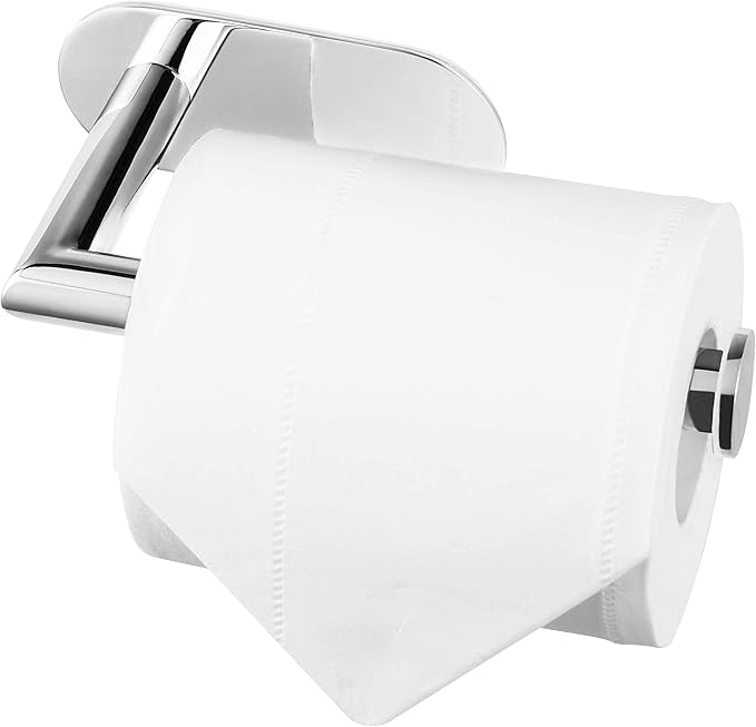 HITSLAM Toilet Roll Holder Self Adhesive Polished Chrome 304 Stainless Steel Stick on Toilet Paper Holder for Bathroom