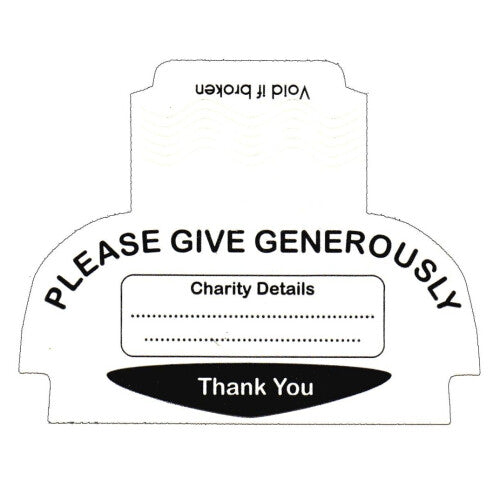 10 Security Seals / Labels for Square Charity Collection Boxes