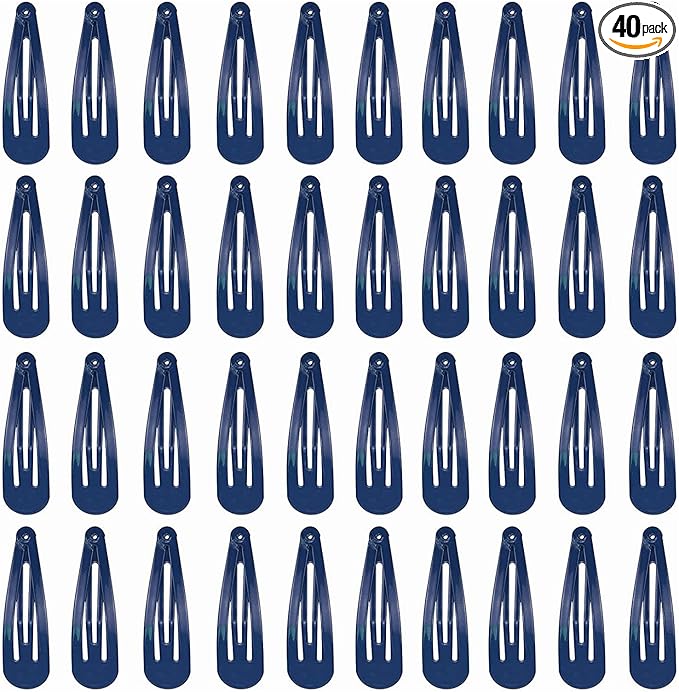 DAZISEN 40 Pack Hair Clips For Girls Metal Snap Kids Barrettes Women'S Hair Accessories，Colorful Candy Lovely Simple Hairstyle Clips，Navy Blue