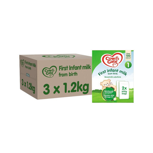 Cow & Gate 1 First Infant Baby Milk Powder Formula, from Birth, 1.2K (Pack of 3)