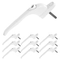 10 x Universal Espag Window Handle, White 41mm, Lockable with Key