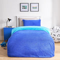 Brentfords Teddy Fleece Duvet Set Single, Winter Bedding Fluffy Cosy Reversible Single Duvet Cover Set Super Soft Warm Thermal Teddy Bear Bedding with Pillowcase, Blue/Sea Blue
