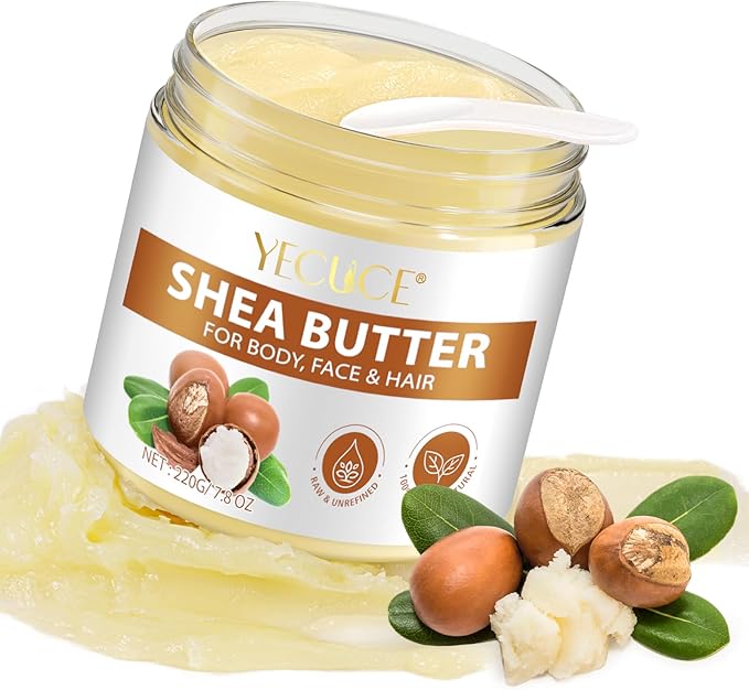 Organic Shea Butter，Pure Raw Unrefined Whipped Shea Butter Lip Balm Body Butter Moisturiser Cream Lotion for All Skin Face Hair Type, 7.8 OZ