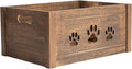 green leaves Paw Shaped Cutout Dog Toys Chest Gift Hampers Storage Collection Box Wooden Crates Gift Hampers (Brown, Large)
