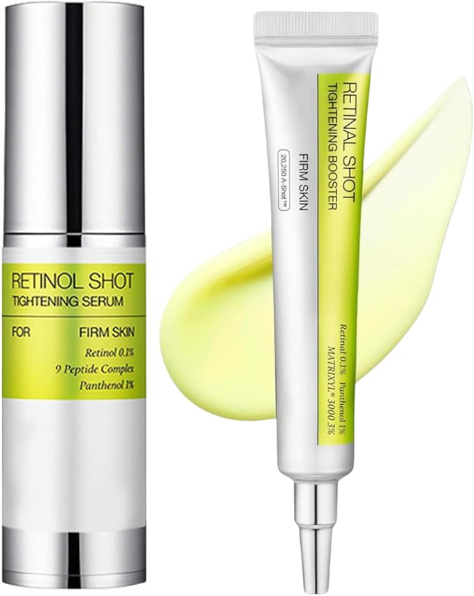 Retinol Skin Booster Serum + Retinal Shot Tightening Booster, Vita a Retinal Shot Tightening Booster with Peptides, Pore Minimizer, Wrinkles & Fine Lines, Moisturiser Firming Korean Retinol