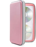 UENTIP CD Case,96 Capacity CD Holder Hard Plastic CD Storage Wallet Protective CD/DVD Case Holder for Car Home Travel（light pink）