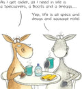 Paperlink Funny Artistic 'Happy Birthday' Greetings Card - From The Funny Farm Range - For Him/For Her - 'Specs, Drugs and Sausage Rolls!'