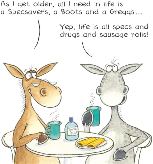 Paperlink Funny Artistic 'Happy Birthday' Greetings Card - From The Funny Farm Range - For Him/For Her - 'Specs, Drugs and Sausage Rolls!'