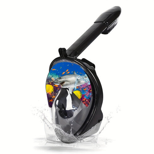 (Black, L/XL) Adult Full Face Snorkeling Mask | Dry Snorkeling | Detachable Camera | Adjustable Shoulder Straps | Suitable for Beginners | Swimming Practice