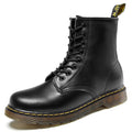 (Black 8 holes [single lining], 39) Martin boots men's mid-section couple boots genuine leather thick sole versatile leather boots women