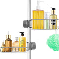 Shower Caddy Shelf No Drill 2 Pcs, Stainless Steel Shower Shelves for Riser Rail 18-27mm, Rustproof Storage Rack Hanging Bathroom Organiser for Shampoo Soap, Kitchen Toilet, Silver