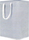 DOKEHOM 80L Freestanding Laundry Hamper with Handle, Collapsible Large Cotton Storage Basket for Clothes (Blue)