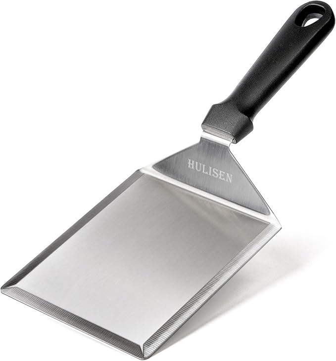 HULISEN Stainless Steel Griddle Spatula, 5" Wide Burger Spatula - Heavy Duty Hamburger Turner for Grilling Barbecue Flat Top Grill, 12 Inch Long, Dishwasher Safe
