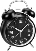 Loud Alarm Clock for Heavy Sleepers with No Ticking, Double Bell Alarm Clock, Battery Operated, Metal Alarm Clock with Night Light for Bedroom, Retro Analogue Alarm Clock for Boys Children Adults