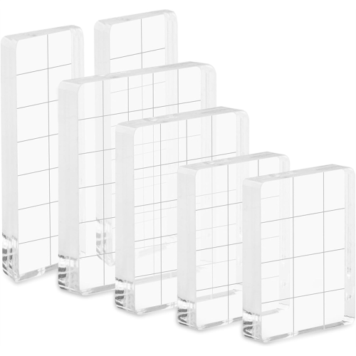 6PCS Acrylic Stamp Block, 4 Size Clear Blocks Decorative Stamps Block Scrapbooking