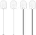 Toilet Brush, 4PCS Toilet Brushes with Stainless Steel Handle, Standing Stainless Steel Toilet Brushes for Bathroom Toilet-Ergonomic, Elegant,Durable (White)