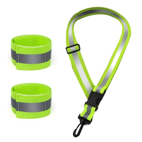 Reflective Sash for Walking At Night, High Visibility Running Gear with 2 Pcs Armbands