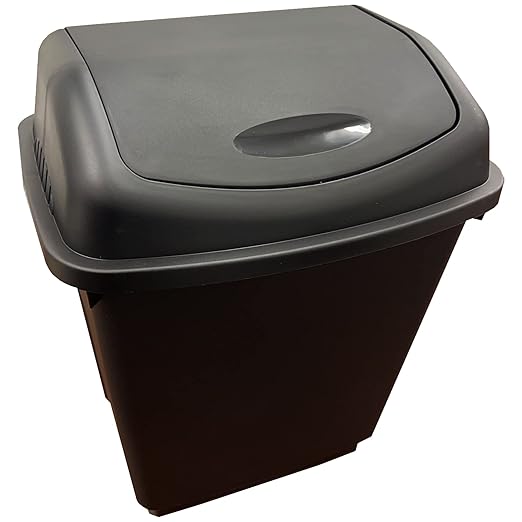 STORM TRADING GROUP 50L Black Swing Bin Waste Rubbish Recycling Flip Top Dustbin For Home Kitchen Office Bin (1)