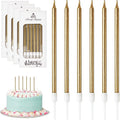 DONQL Birthday Cake Candles 24PCS, Tall Cake Candles, Long Birthday Candles, Thin Cupcake Candles with Holders for Birthday Cake Baby Shower Cake Wedding Party Decoration (24Pcs Champagne)[Energy Class A+++]