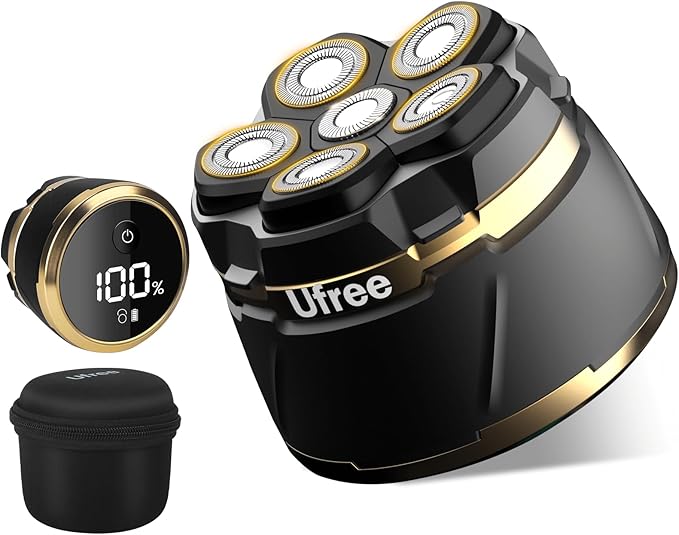 Ufree Head Shavers for Bald Men, Electric Shavers Razor, Rechargeable Bald Head Razor, Magnetic 6D Rotary Shaver, Waterproof Face Beard Trimmer Mens Grooming Kit, Gifts for Men
